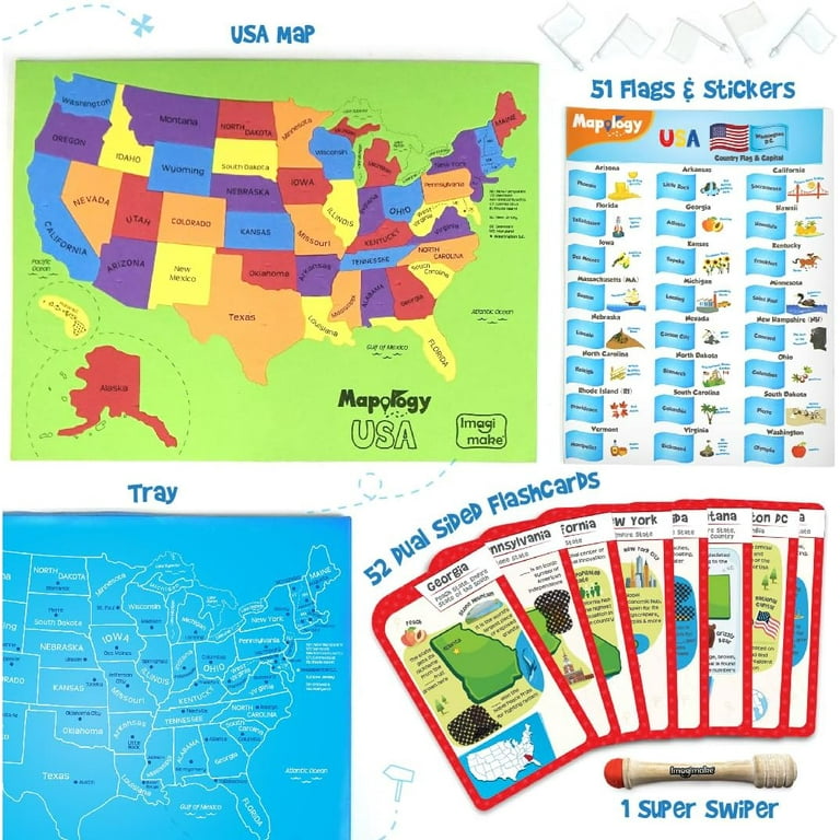Imagimake Mapology The United States Map Puzzles with Flash Cards