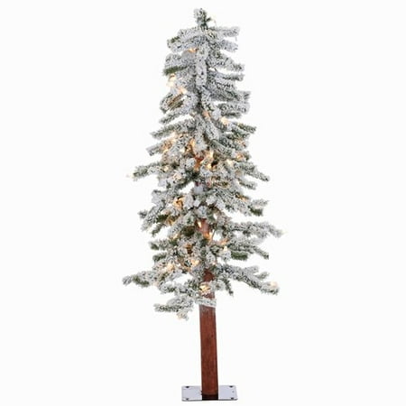 The Holiday Aisle Flocked Alpine 4 White Green Pine Trees The Holiday Aisle Flocked Alpine 4 White Green Pine Trees Artificial Christmas Tree With