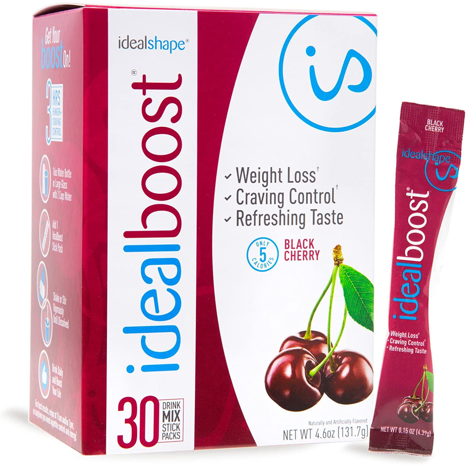 IdealBoost, Weight Loss Drink Mix Packets, Black Cherry, w/Hunger