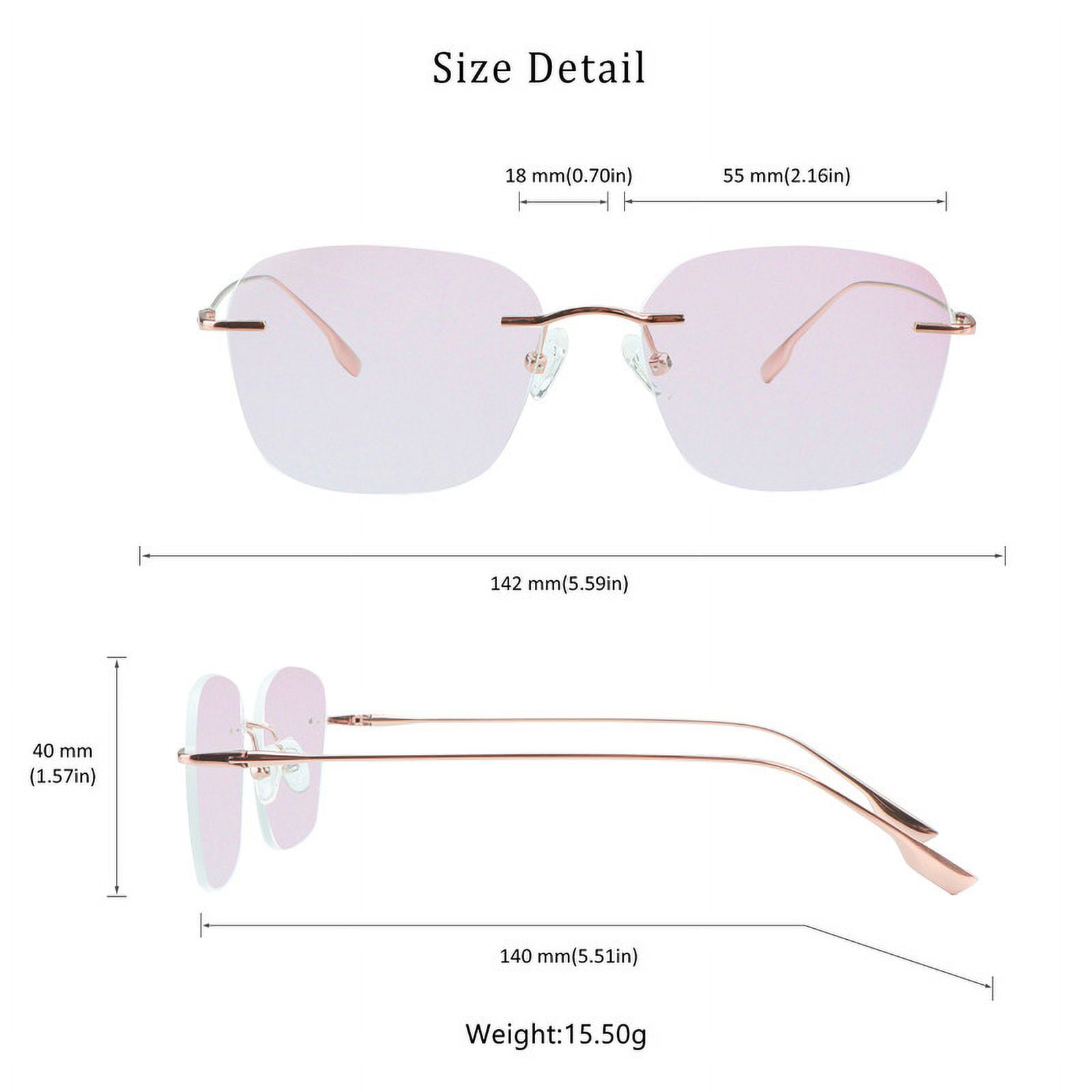 LifeArt Pure Titanium Frame Glasses/Blue Light Blocking Reading Glasses, Reduce Eyestrain,Stylish for Men and Women(Pink Gold,+2.50 Magnification)
