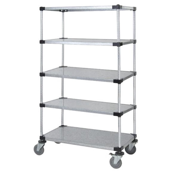 Quantum Storage M2448SG46-5 5-Shelf Solid Shelving Stem Caster Cart - 63 in.