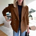 thumbnail image 6 of longantii Women's Lapel Button Knitted Patchwork Sleeve Casual Coat Cropped Double Breasted Pea Blazer Sweater Lightweight Business Jacket Coats Coffee XXL, 6 of 6