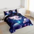 thumbnail image 3 of jejeloiu Sea Animal Axolotl Queen Comforter Set,Universe Planet Bedding Comforter Set For Girls Kids Reversible 3pcs, 3 of 8