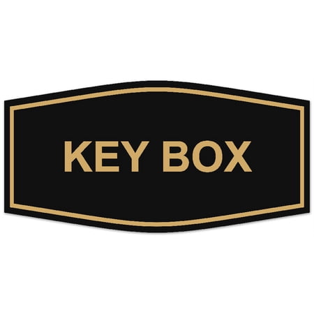 Signs ByLITA Fancy Key Box Sign - Laser-Engraved Lettering | Durable ABS Plastic | Vibrant Colors | Powerful Foam Tape (Black Gold) - Medium