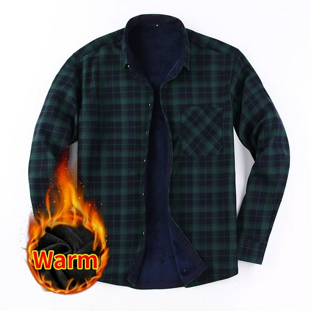 Chemise Décontractée Chaude en Molleton Épais pour Hommes Automne et Hiver à Manches Longues avec Col à Revers et Carreaux