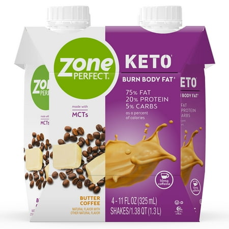 ZonePerfect Keto Shake, Butter Coffee, True Keto Macros To Burn Body Fat, Made With MCTs, 11 fl oz, 12 (Best Keto Protein Shake)