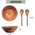 thumbnail image 2 of Luxe Designs Wooden Salad Bowl Set - Food Safe & Sustainable Decorative Bowl - Wood Bowl for Fruits, & Salads - Easy to Clean Large Salad Bowls Set w/Spoon, Fork – Wooden Bowls for Food, 2 of 9