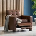 thumbnail image 3 of GDF Studio Langseth Contemporary Tufted Pushback Recliner, Dark Brown Faux Leather and Dark Brown, 3 of 13