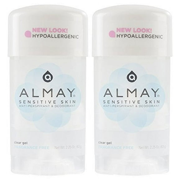 Almay Sensitive skin Clear Gel, Anti-Perspirant & Deodorant, Fragrance Free, 2.25-Ounce Stick (Pack of 2)