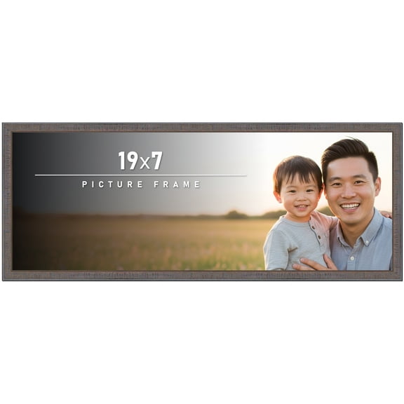 19x7 Frame Slate Blue Distressed Rustic Solid Wood Picture Frame | 0.75 Inch Moulding Width |