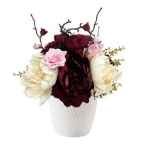 Artificial Rose Floral Arrangement in White Pot, by My Texas House