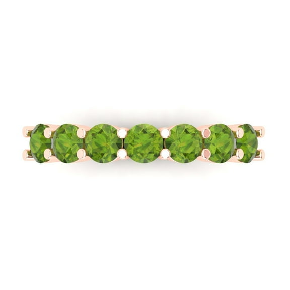 1.19 ctw Wedding Band for Women - 18K Rose Gold Natural Peridot Stackable Eternity Ring