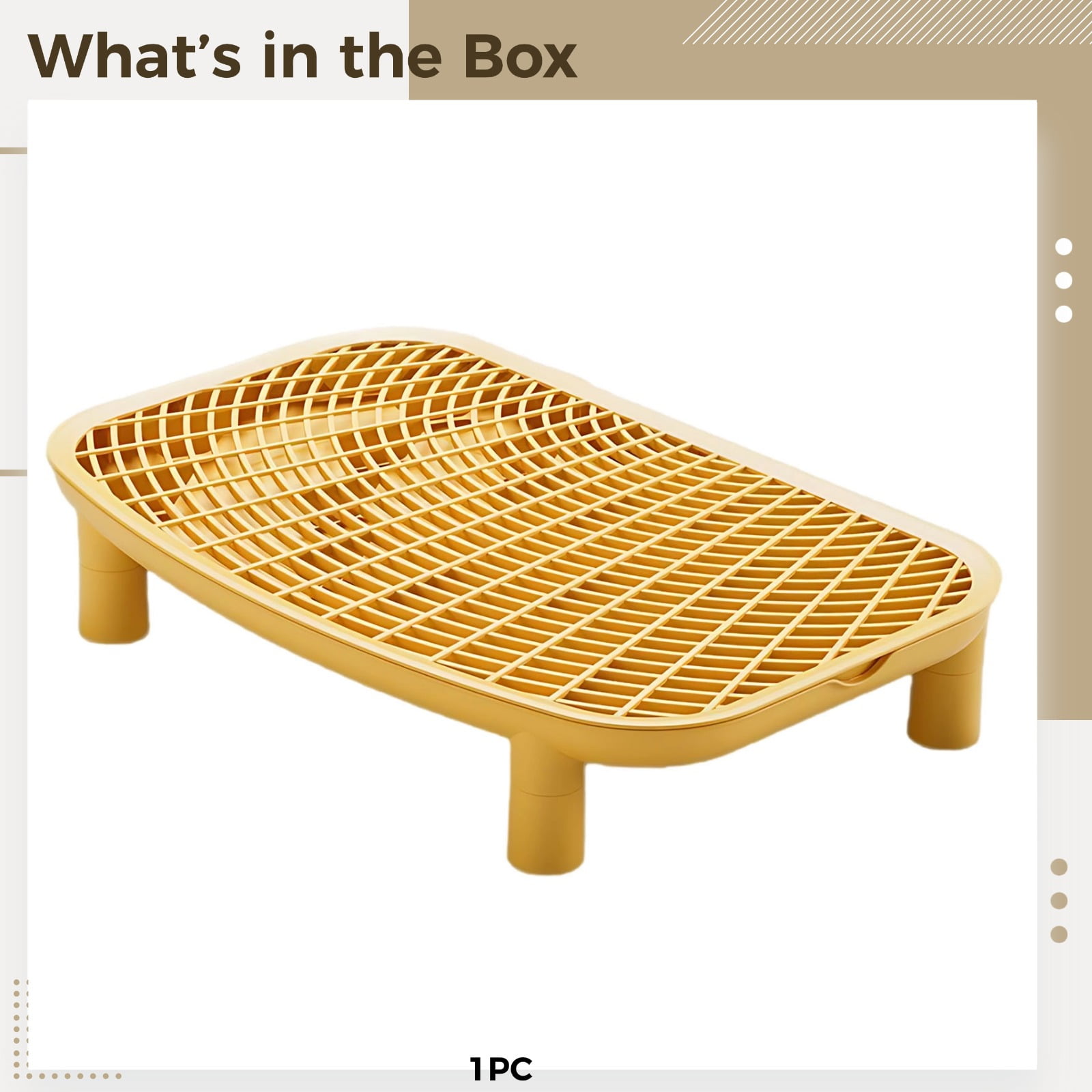 Cat Litter Box Anti-Tracking Platform with Elevated Design, 18.1 in / 46 cm Wide, Honeycomb Design, Detachable Cat Sand Step, Yellow Litter Box Step for Easy Cleaning