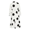thumbnail image 5 of IROINNID Maxi Dress for Women Turn-down Collar Long Sleeve Waist Printed Long Dresses ,White, 5 of 6