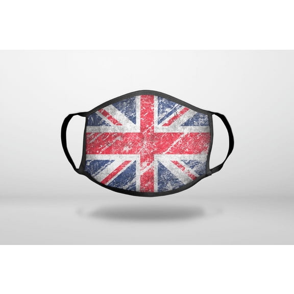 Red White Blue British Flag Weathered - 3-Ply Reusable Soft Cloth Face Covering, Unisex, Cotton Inner Layer