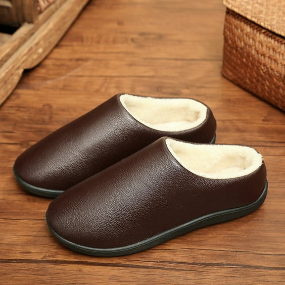 XEOVHV Waterproof Men's Cotton Slippers,Water Boots For Men Winter Water Proof Home Slippers Women Household Casual Slides Men Fashion Soft Non-Slip Plush Slipper