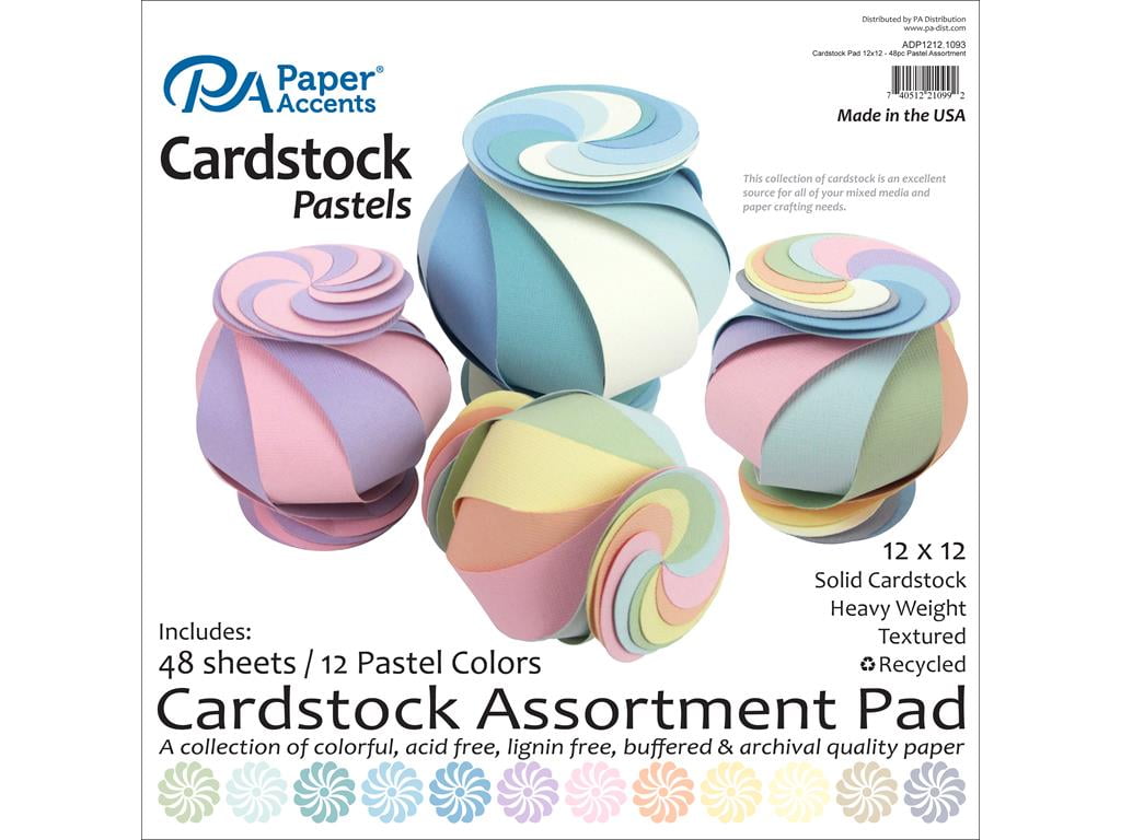Cardstock Pad 12x12 48pc Pastel Assortment