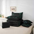 thumbnail image 5 of Manfei Geometric Stripes 7-Piece Bedding Comforter Set,Black Teal King Bedding Sets,Neon Lights Ultra Soft Bed Sheets,Luxury Boys Bedroom Decor,Reversible, 5 of 7