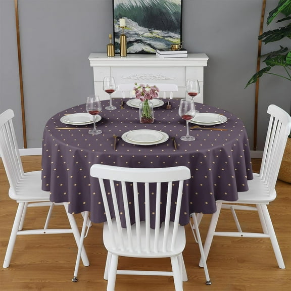 Fashionable Round Tablecloth 60x60in(153x153cm) – Waterproof Polyester Table Cover with Full Print Design, Wrinkle Resistant & Washable for Kitchen Dining Party Decor