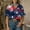 Dark Blue, variant on WCJM Ladies Long Sleeve Button Down Flag Top Ruffled Cuffs Pleated Loose Fit July 4th 250th Collection Printed(Light Blue,S)