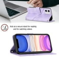 thumbnail image 7 of Feishell for Apple iPhone 11 6.1 inch Wallet Case with Wrist Strap,Flip Cover with Embossed Pattern PU Leather Kickstand Credit Card Slots Magnetic Clasp Folio Purse Phone Case,Purple, 7 of 7