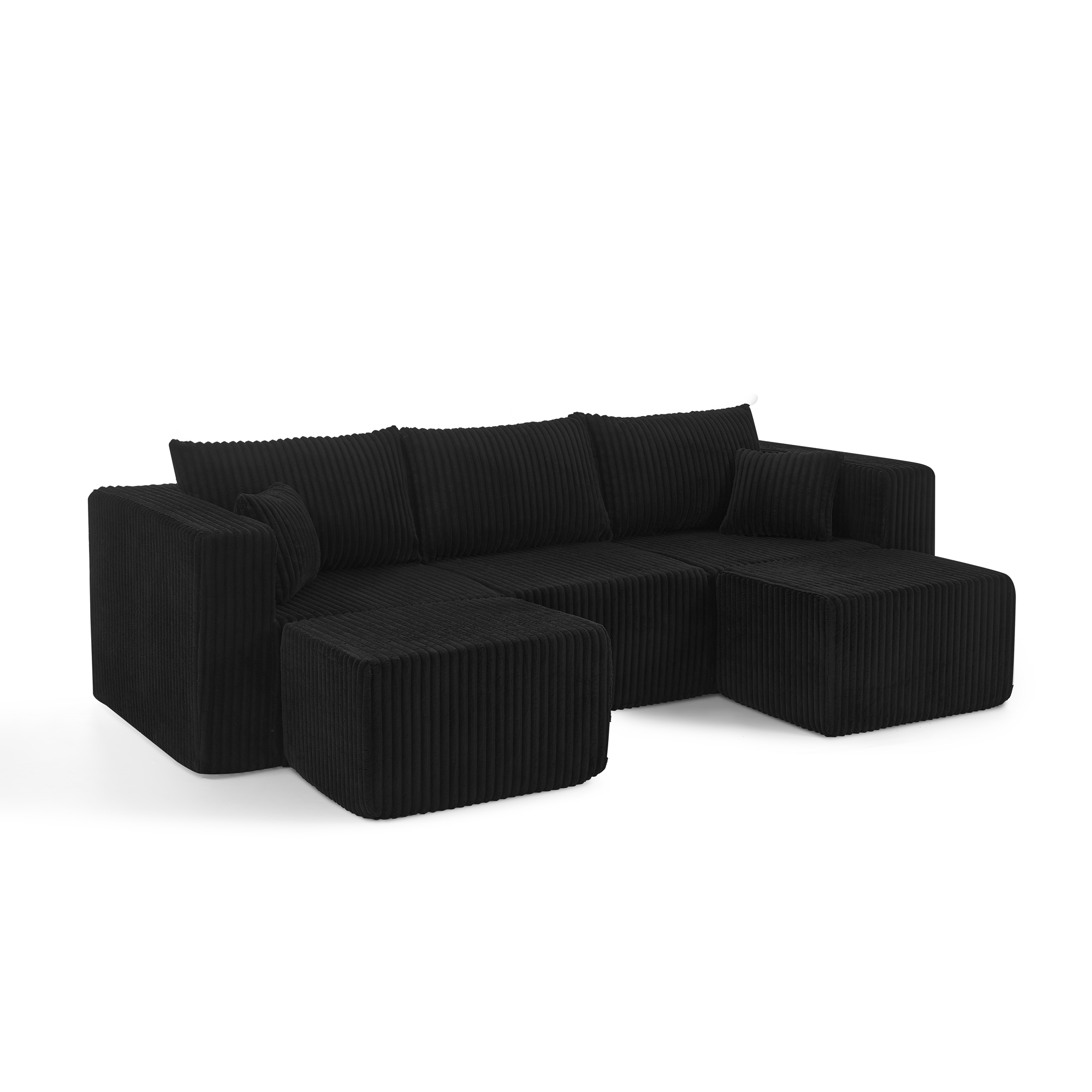 Leumius 94" U Shaped Sectional Sofa,Modular Sectional Couch,Cloud Sofa, Boneless Couch,No Assembly Required,Black