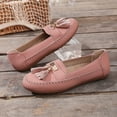 thumbnail image 4 of Loafers for Women Slip On Comfortable Leather Tassel Dress Shoes Non Slip Stitch Low Top Flat Walking Shoes Pink Size 8, 4 of 7