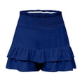 thumbnail image 4 of Nkmbld Women's Summer Shorts Solid Casual Beach Vacation Layered Ruffle Wide Leg Flowy Clothes, 4 of 6