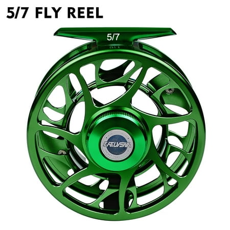 3+1 BB Fly Fishing Wheel Green Color Fly Fishing Reel CNC Machine Cut Large Arbor Die Casting Aluminum Fly Reel
