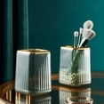 thumbnail image 2 of MINKUROW Makeup Brush Cup Holder Organizer for Vanity,Acrylic Vintage Green Make Up Brushes Holders Container Storage with Striped Design for Bathroom Countertop,Pen Pencil Holder, 2 of 6