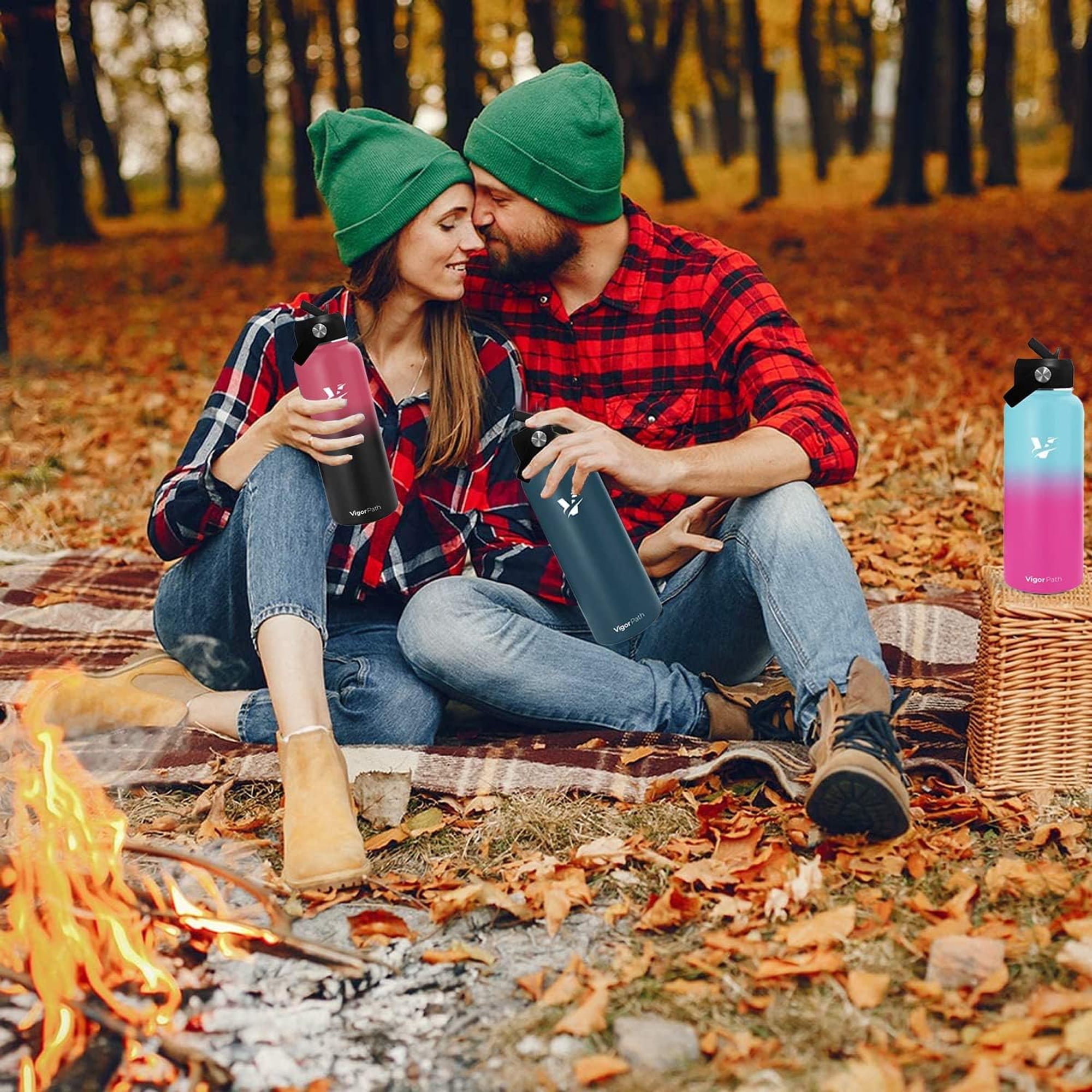 Vacuum Insulated Water Bottle - Stainless Steel Water Bottle with Straw Lid and Flex Cap (Keeps Cold for 24Hours, Hot for 18Hours) Double Wall, Wide Mouth, BPA Free, Leak Proof (Dark Blue, 40oz)…
