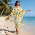thumbnail image 3 of XYZCANDO Kaftan Dresses for Women V Neck Batwing Sleeves Swimsuit Coverup Oversized Beach Cover Ups Loungewear Maxi Dress Yellow Flowers Hawaiian Robe for Vacation & Outdoor, 3 of 7