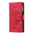 thumbnail image 2 of Jiahe Cover for Samsung Galaxy S23 Plus, Wallet Case with Card Holder and Crossbody Lanyard, Flip Leather Flower Pattern Magnetic Closure Zipper Pocket Case Kickstand Shockproof Cover, red, 2 of 5