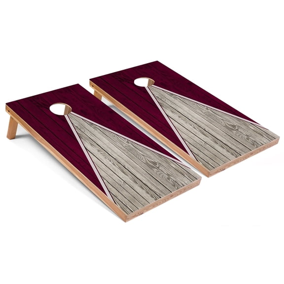 Skip's Garage | Maroon Pyramid Cornhole Boards | Includes (2) Boards, (8) Bags & Optional Accessories