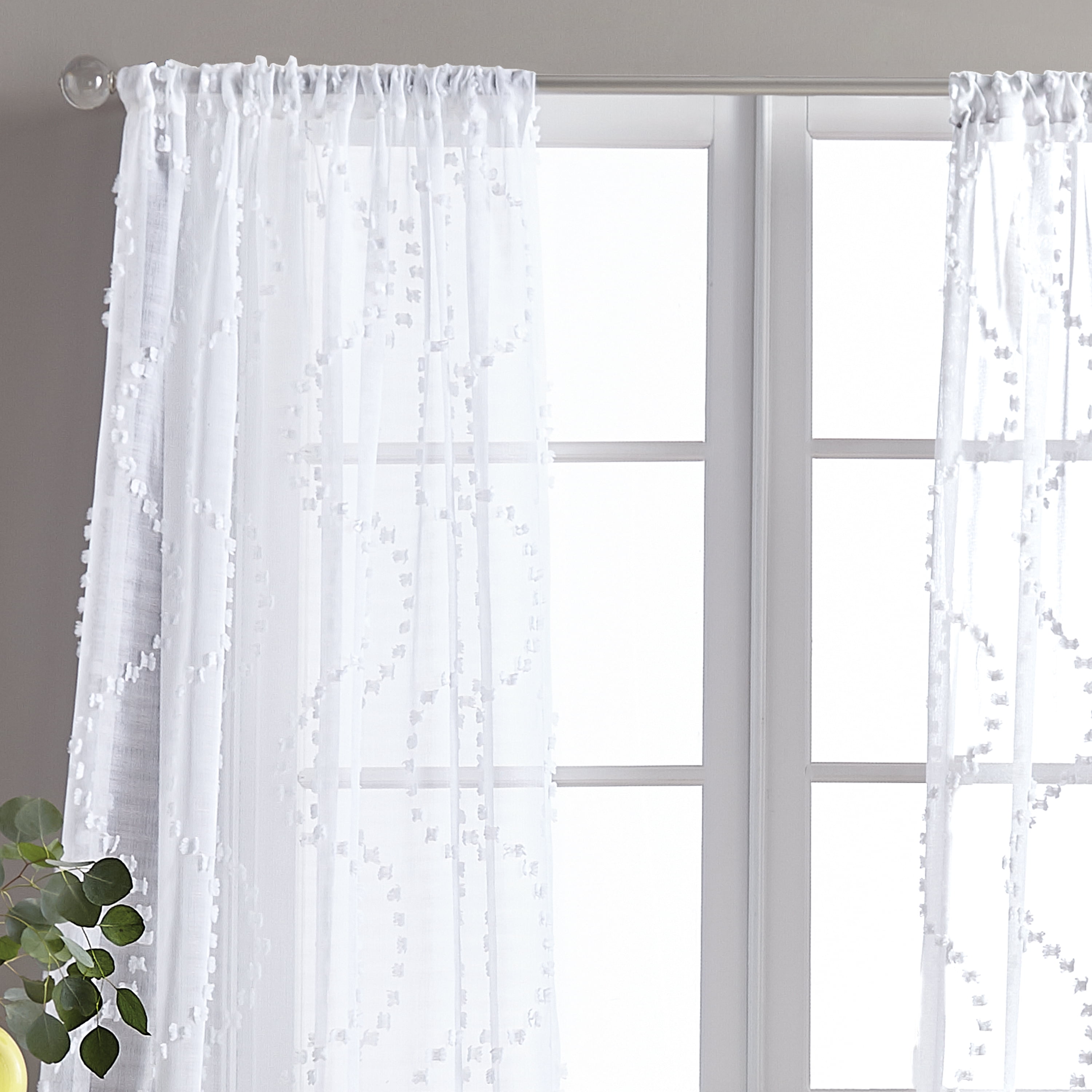 CHF Dixon Wave Curtain Single Panel, Pole Top, Indoor, 50"W x 95"L, White, Adult