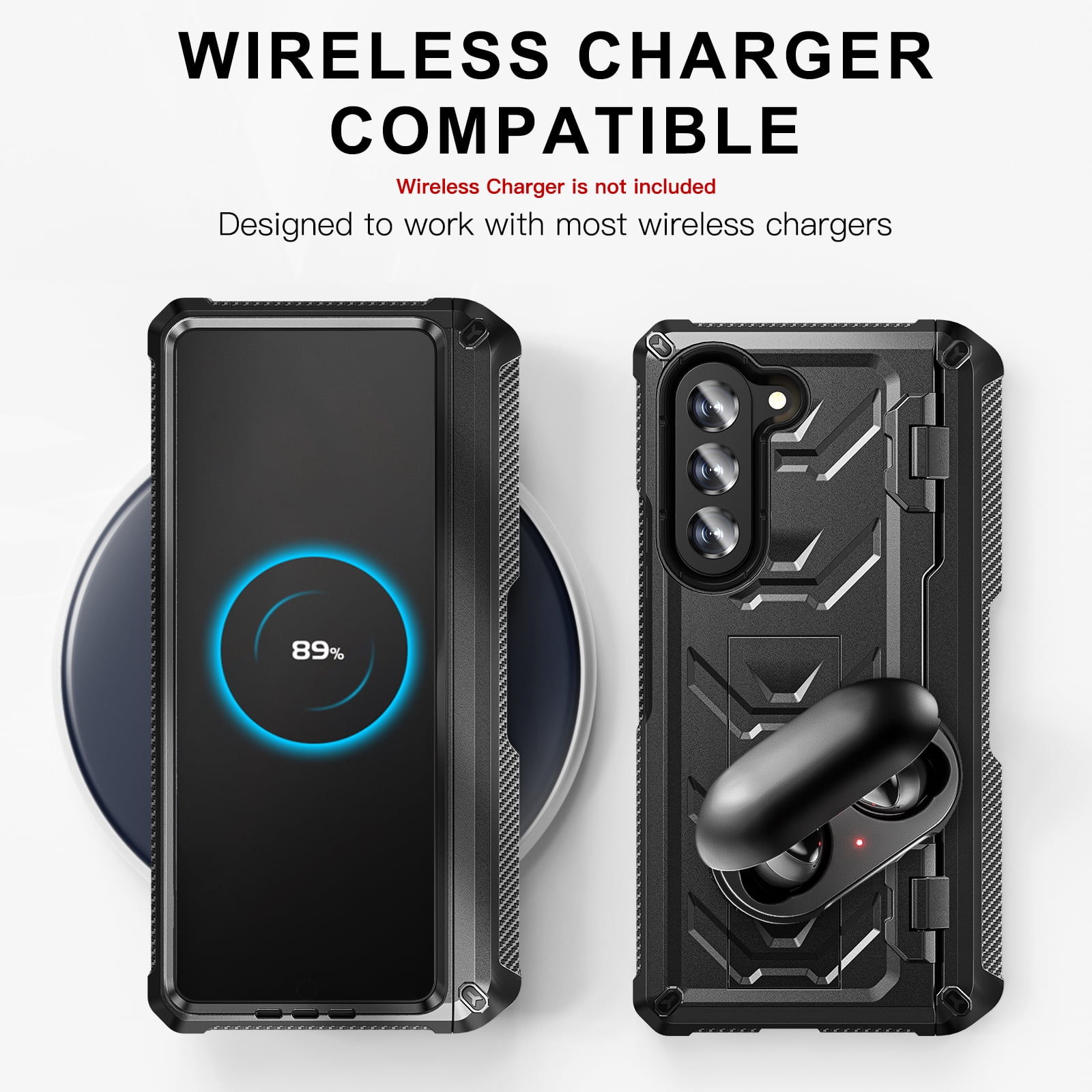 ELEHOLD Rugged Phone Case for Samsung Galaxy Z Fold 5 with Built-in Screen Protector Hidden Kickstand Pen Slot Heavy Duty Full Body Shockproof Case for Samsung Z Fold5 2023,Black