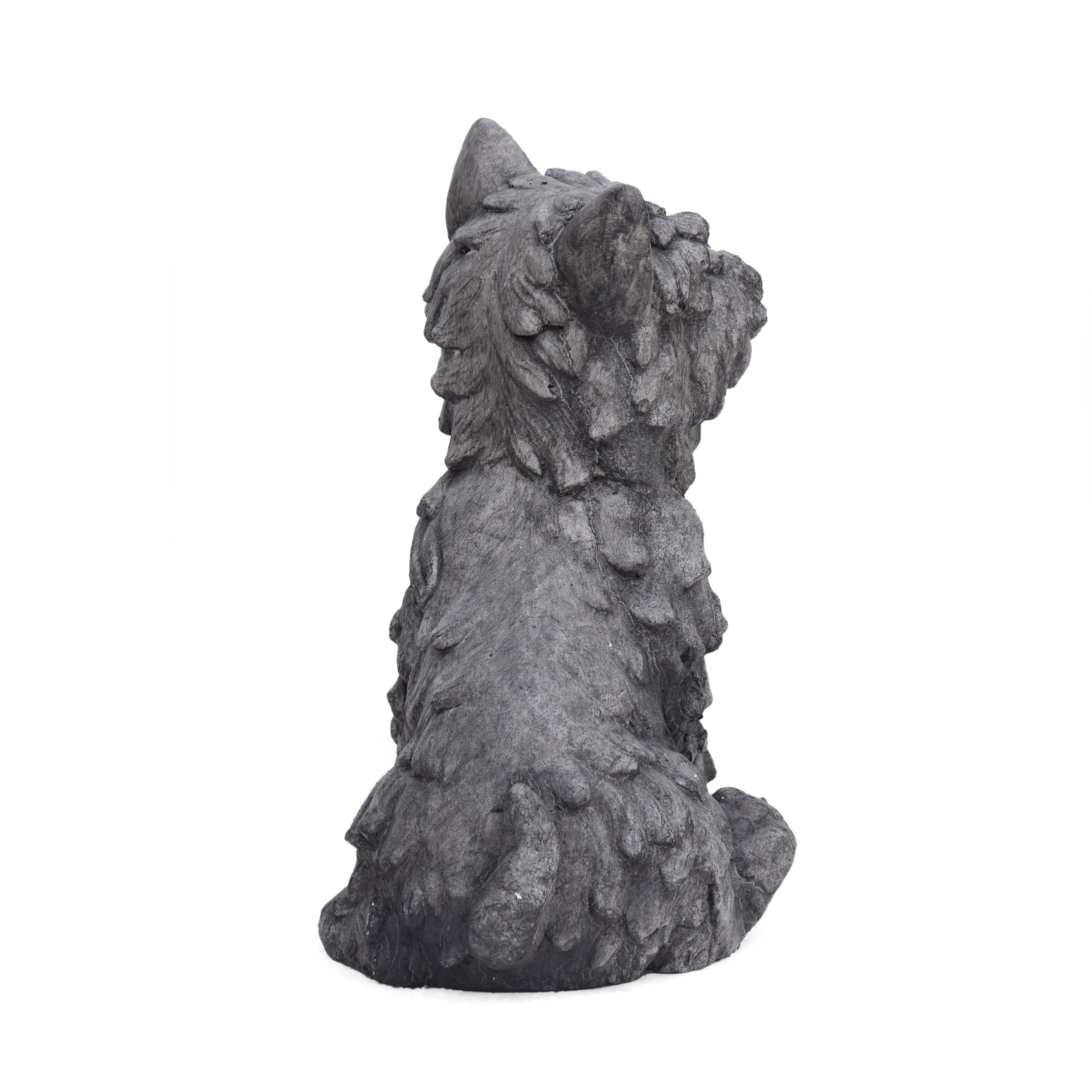 Kylen Outdoor Stone Terrier Dog Garden Statue, Antique Gray