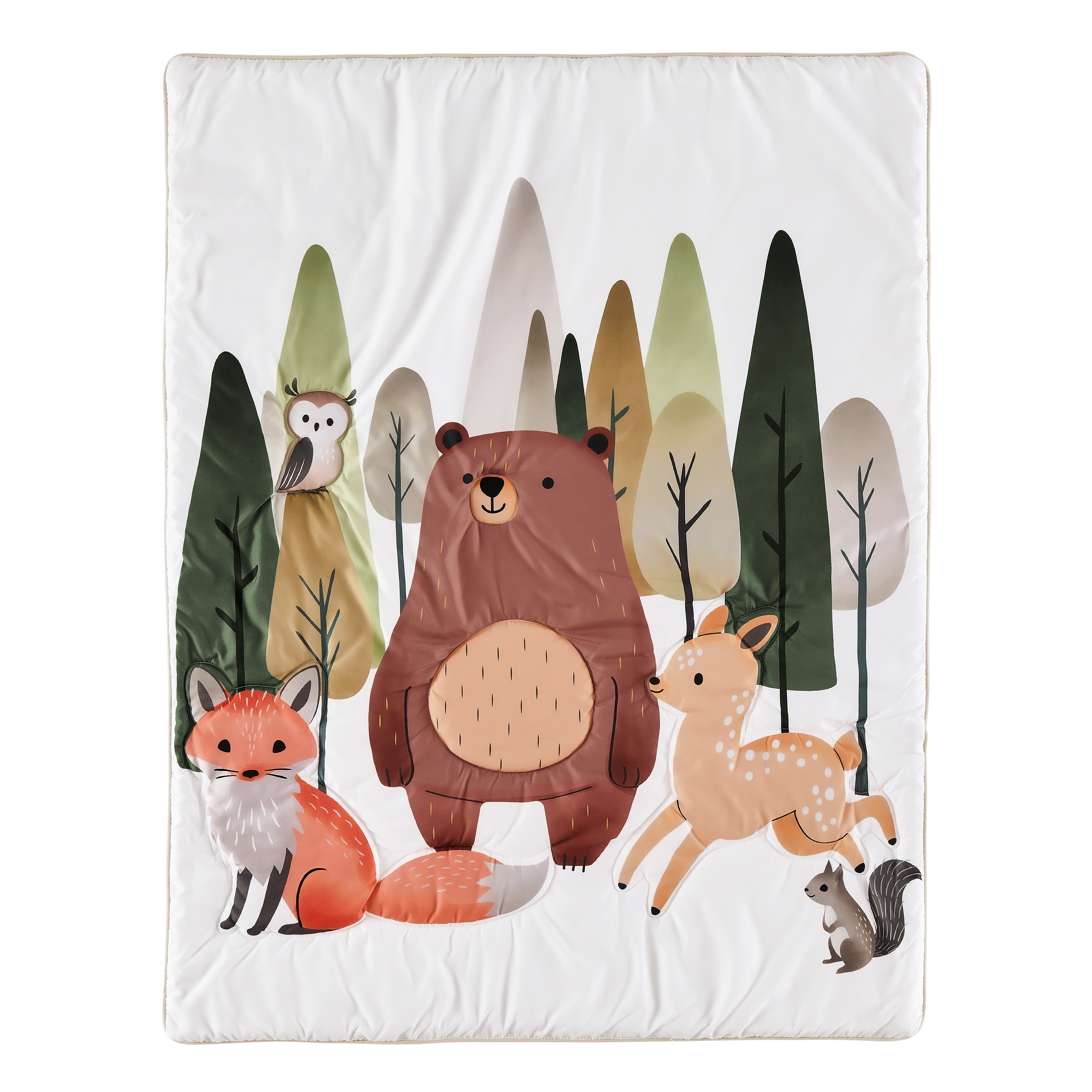 Sweet Jojo Designs Woodland Animal Pals Green Beige Brown Orange Crib Bedding Set 3 Piece Set