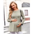 thumbnail image 2 of Ekouaer Womens Maternity Tops Long Sleeve Pregnancy Tunic Blouses Crew Neck Ribbed Shirts Pregnant Clothes, 2 of 6