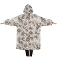 thumbnail image 2 of Oversized Wearable Blanket Hoodie,Beige Daisy Pattern Sherpa Blanket Hoodie with Super Pockets,Super Warm Fuzzy Pullover for Women & Men, 2 of 6