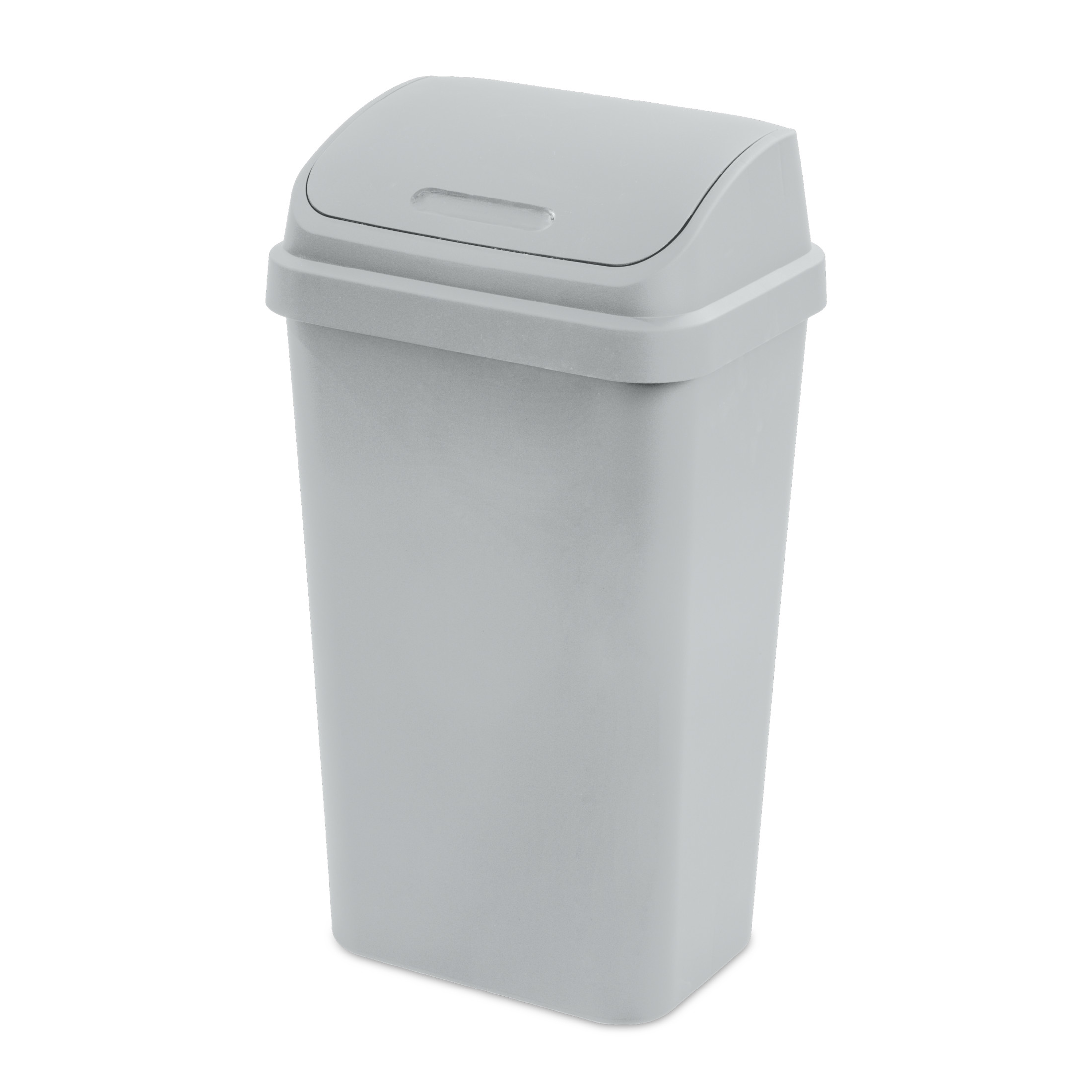 Sterilite Kitchen Trash Can, 13 Gallon Plastic Garbage Bin with Swing Top Lid, Light Gray