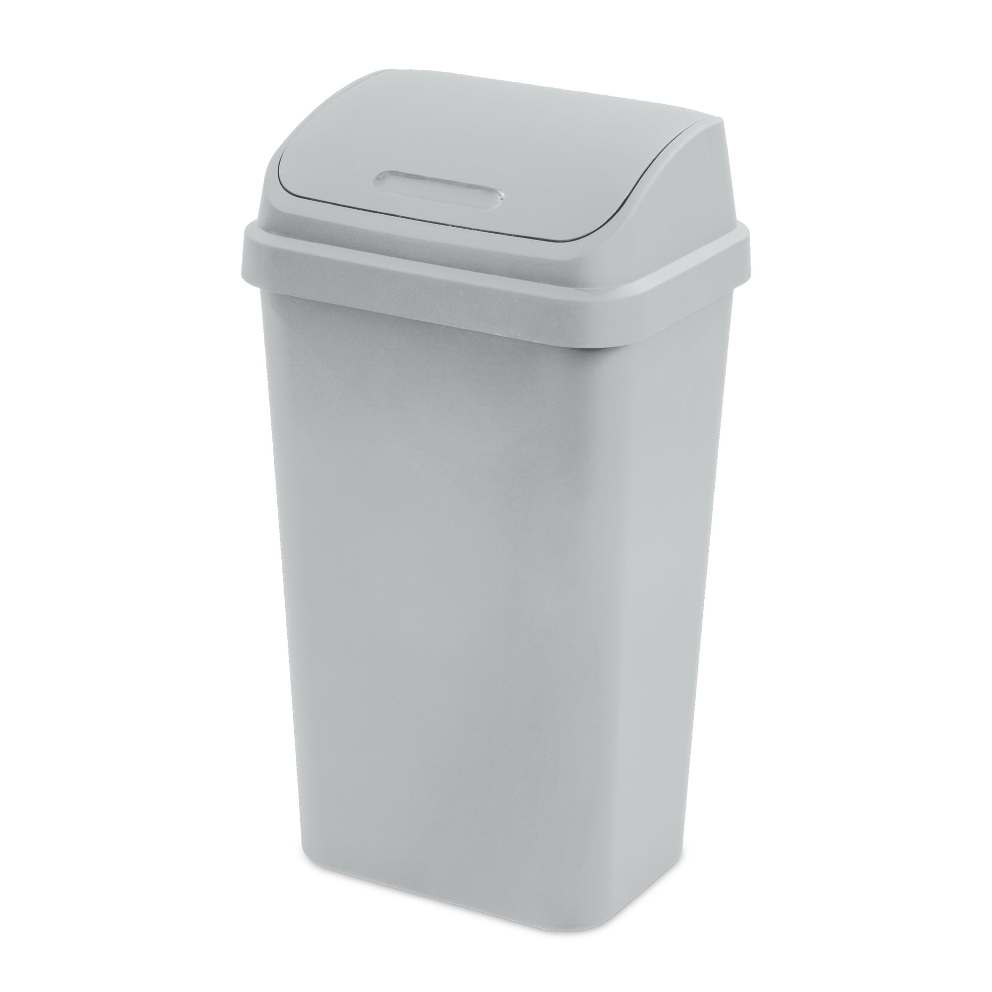 Sterilite Kitchen Trash Can, 13 Gallon Plastic Garbage Bin with Swing Top Lid, Light Gray