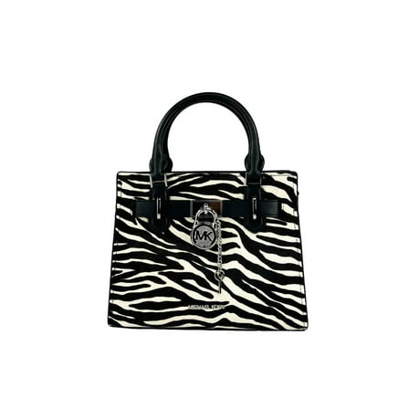 Michael Kors Hamilton Small Leather Zebra Print Satchel Crossbody Black/White