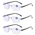 thumbnail image 1 of New Diamond-cut Bifocal Progressive Reading Glasses Men Blue Light Blocking Multifocal Eyewear Ultralight Rimless Eyeglasses 3pcs +300, 1 of 6