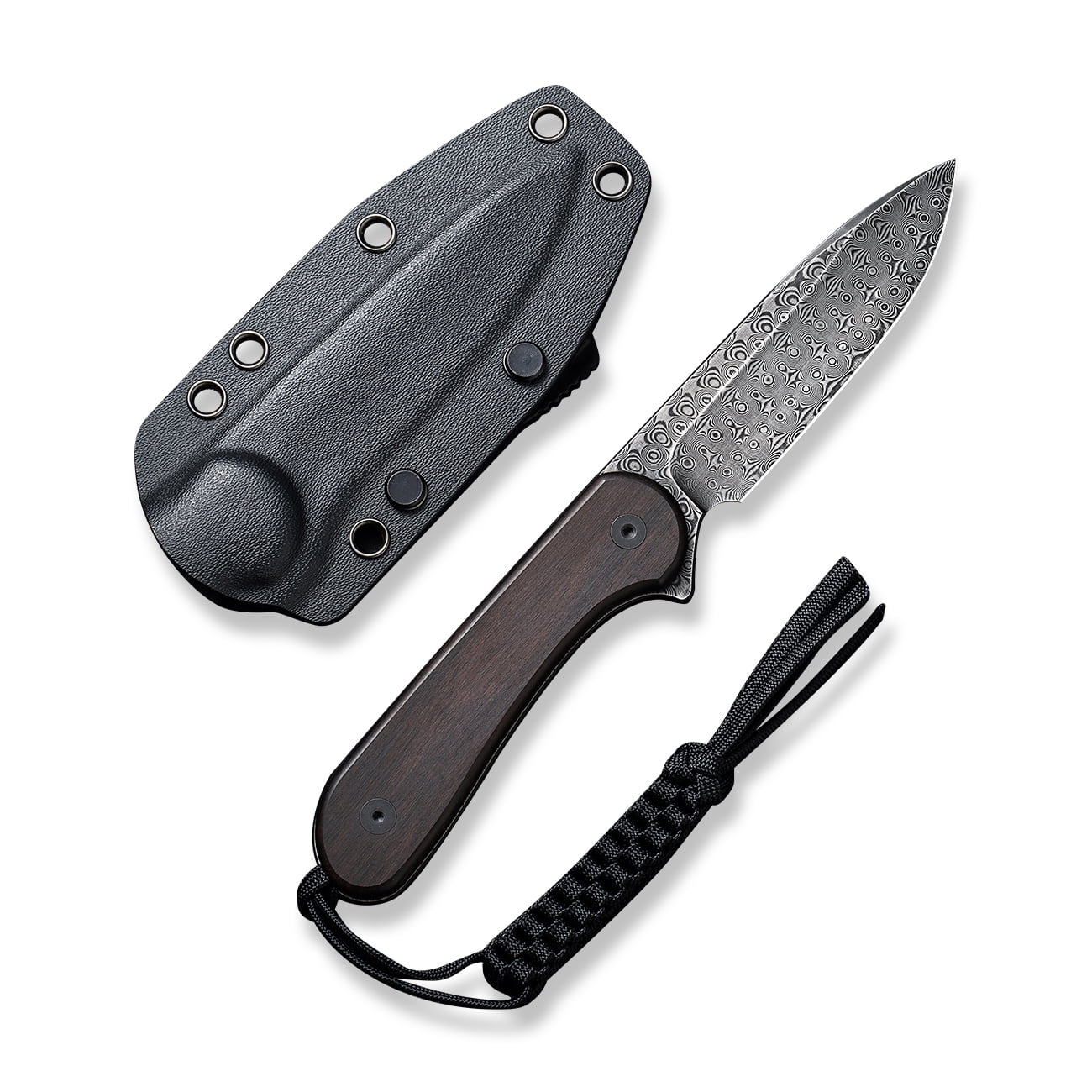 CIVIVI Knives Elementum Fixed Blade C2105-DS1 Damascus & Black Ebony Wood Pocket Knife