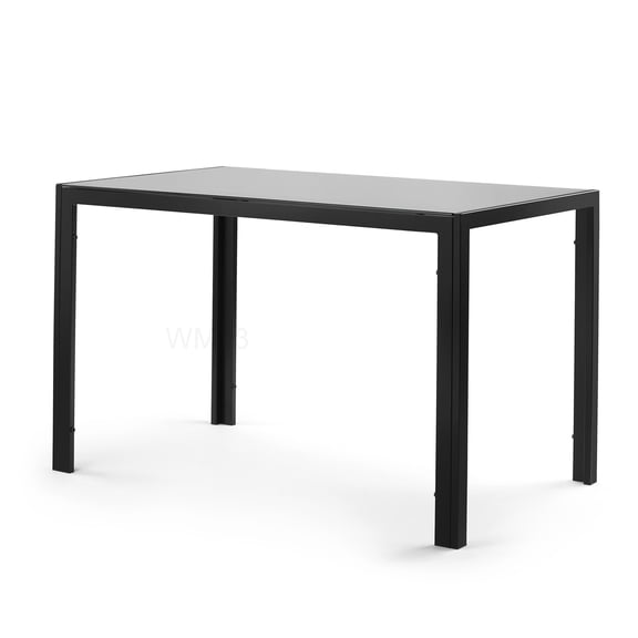 4-Seater Tempered Glass Dining Table with Metal Frame in Black
