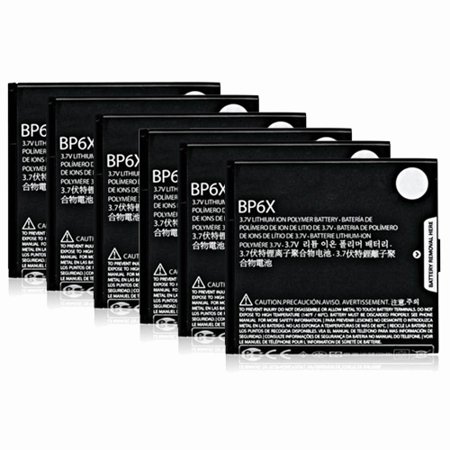 Replacement Battery for Motorola BP6X - Fits Droid 2 II Global A955 A855 (6 Pack)