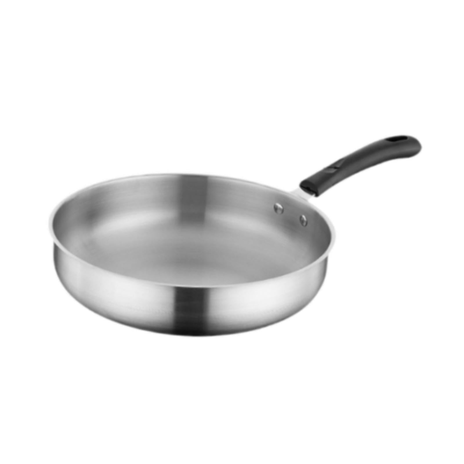Wswqop Camping Frying Pan Deep Fry Pan Non Stick Cooker Gift Kitchen Cookware Stainless 27.3cm