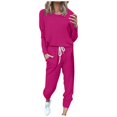 thumbnail image 2 of FADAACAI Womens Lounge Set Women's Two Piece Outfit Long Sleeve Crewneck Pullover Tops and Long Pants Tracksuit Sweatsuits Women 2 Piece Outfit Womens Sweatsuits Sets Pink S Clearance！, 2 of 8