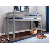 JACKPOT! Contemporary Low Loft Twin Bed with End Ladder Loft Bed Gray